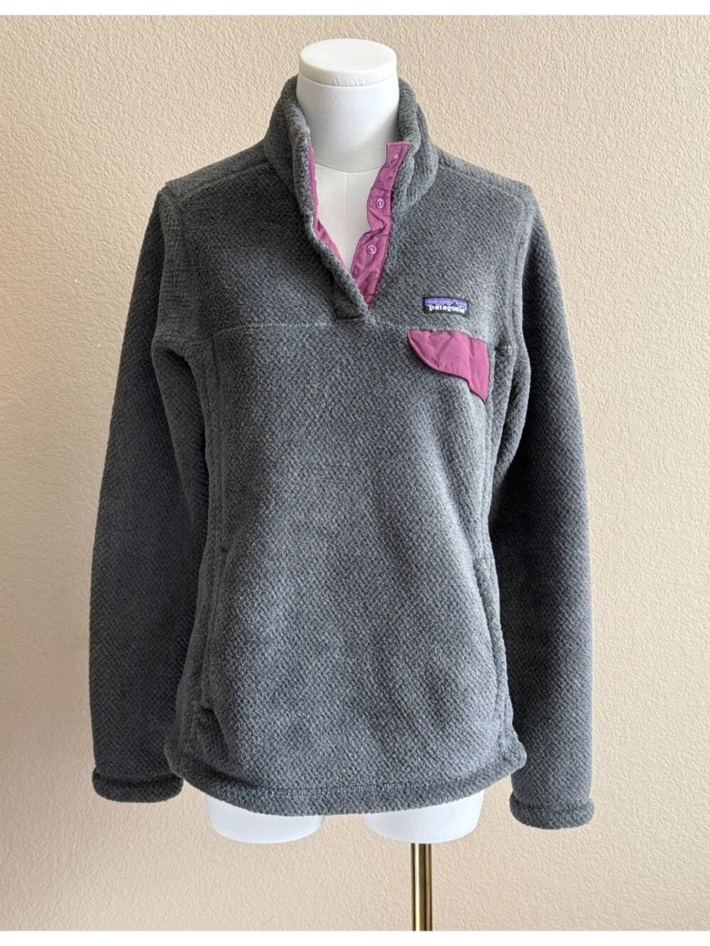 Patagonia Women's Snap-T Fleece Pullover Gray Pink Contrast Outdoors